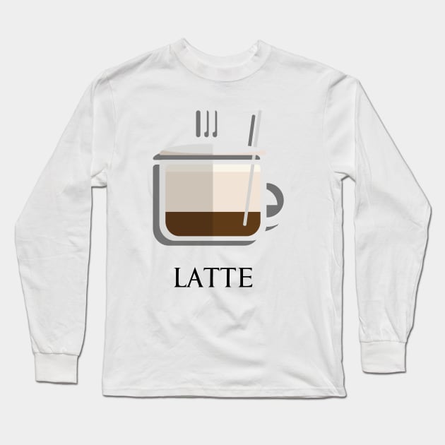 Hot Latte coffee front view in flat design style Long Sleeve T-Shirt by FOGSJ